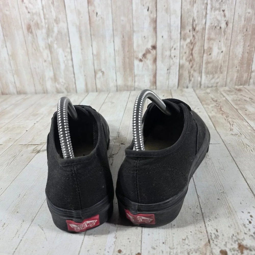 Vans Authentic Black Black Canvas Low Top Skateboard Shoes Womens 8 Mens 6.5